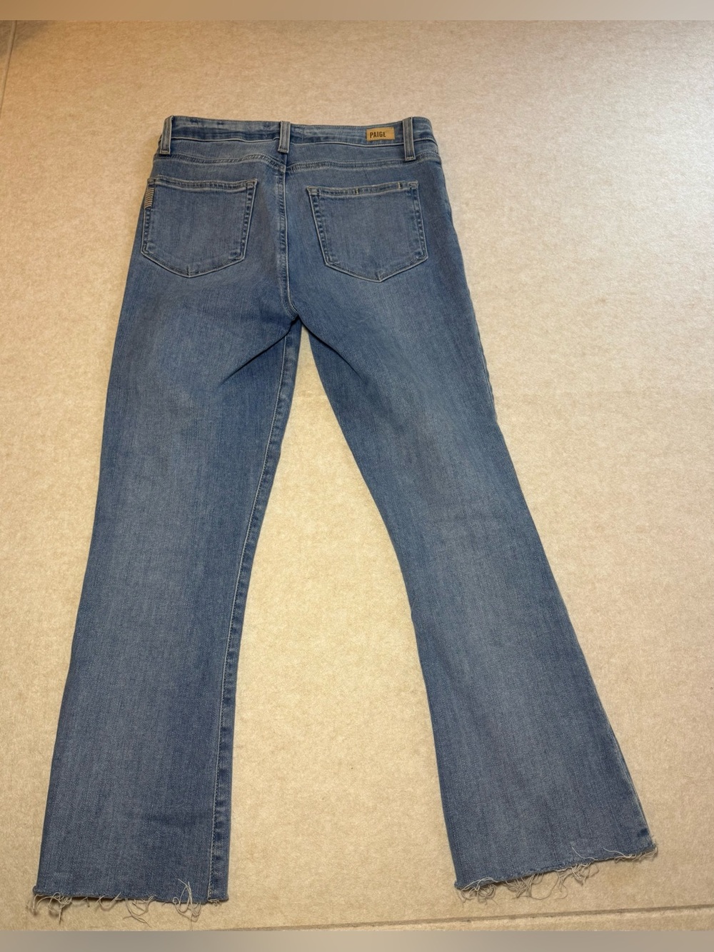 PAIGE Women's Light Wash Rory Crop Flare Wide Denim Jeans Raw Hem Size 28 - Picture 6 of 10